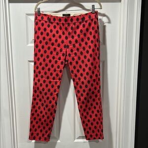 J.Crew Minnie Pant Vibrant Red Pants with Foulard Patter size 4